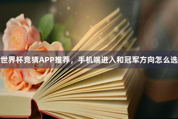 世界杯竞猜APP推荐，手机端进入和冠军方向怎么选